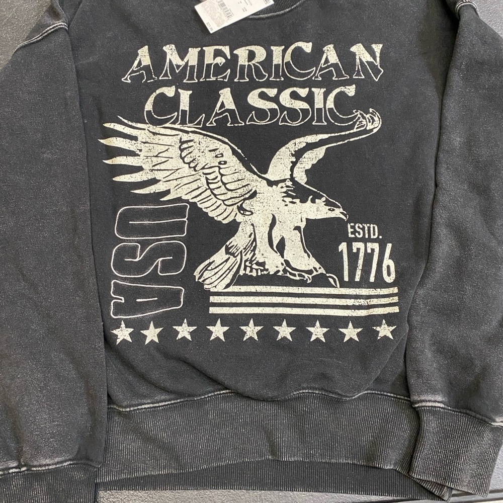 Women’s Crewneck Sweater by Zoe and Liv in Distressed Black